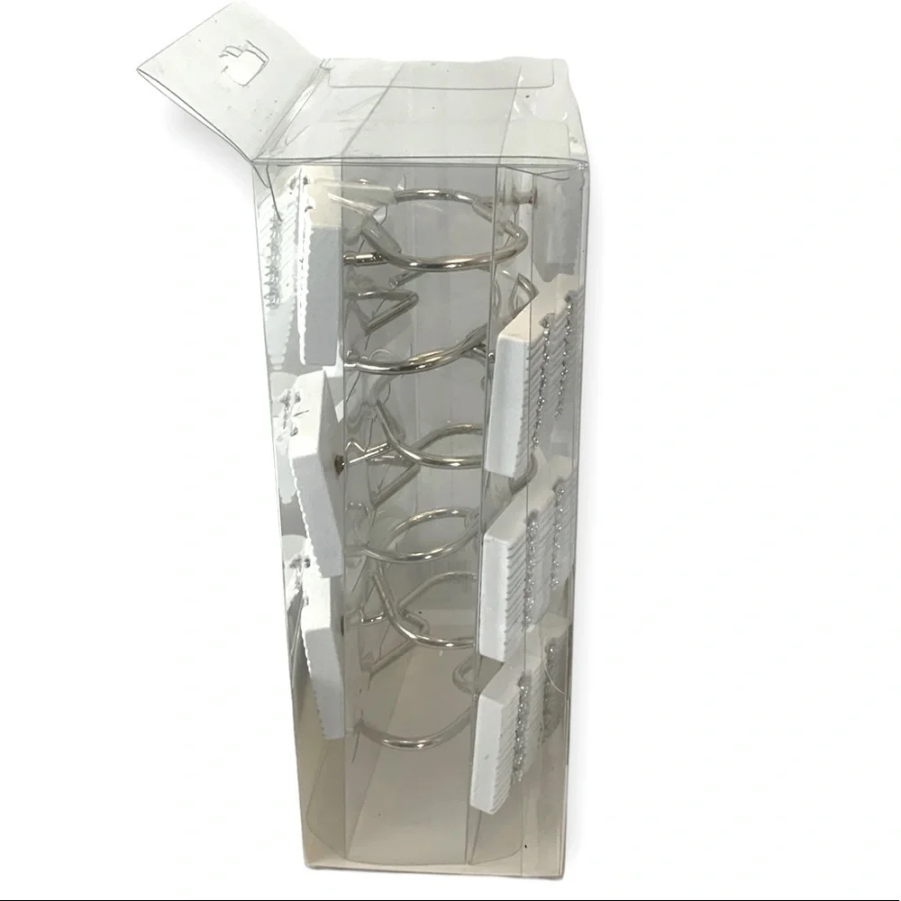 White Diamonds Rhinestone Shower Curtain Hooks Resin White Silver Set of 12